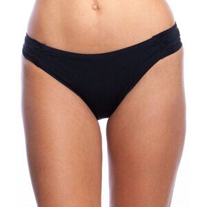 Trina Turk Bijou Solids Shirred-Side Hipster Bikini Bottom, Black